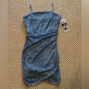 NWT Dillards blue sequin dress